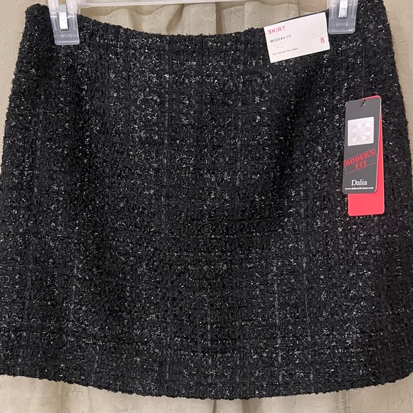 Vintage 90s Dalia Collection Black Sparkle Tweed Mini Pencil Skirt Size 8 NEW! - Picture 5 of 12
